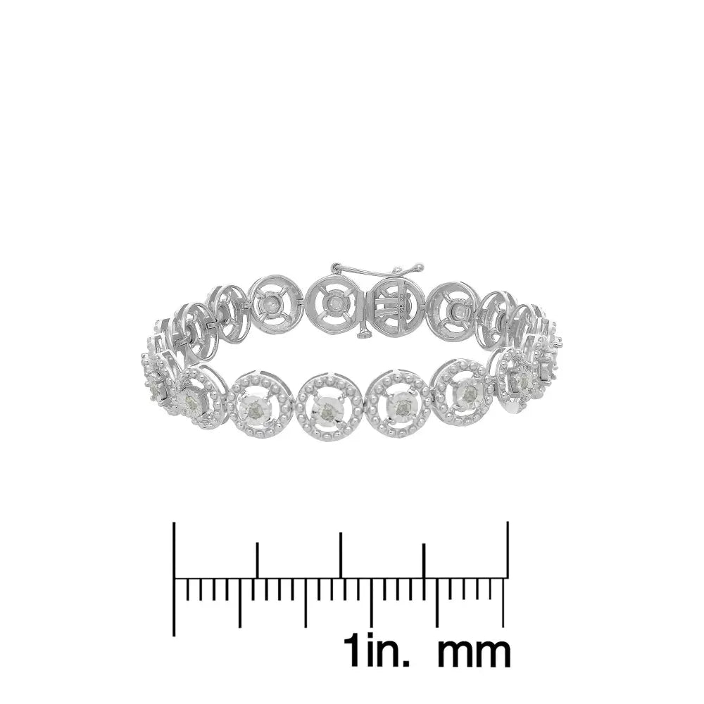 .925 sterling silver 1.0 cttw diamond open wheel 7’’ link bracelet bijoux-nyc direct