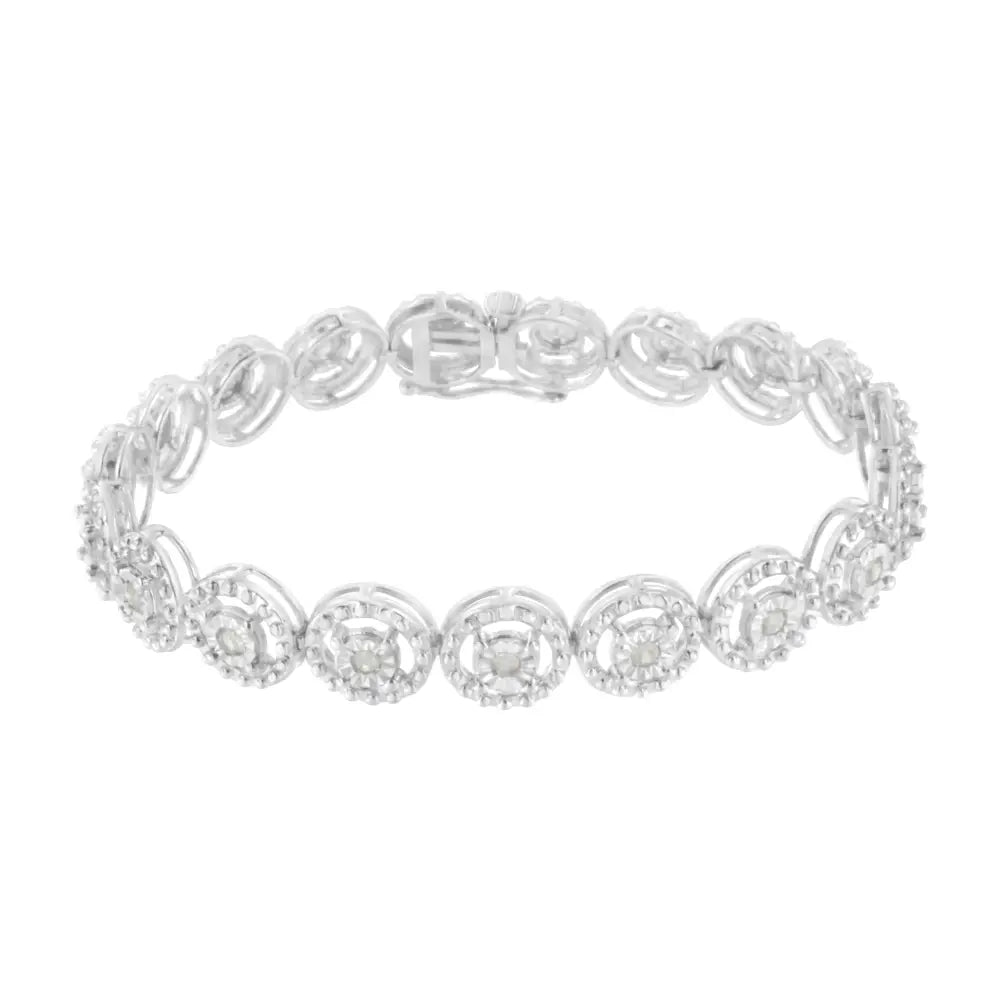 .925 sterling silver 1.0 cttw diamond open wheel 7’’ link bracelet bijoux-nyc direct