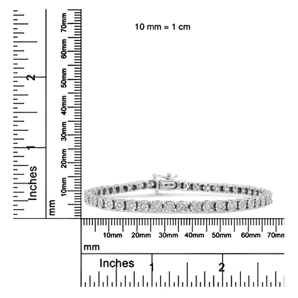 .925 sterling silver 1.0 cttw diamond spiral wave curved link 7’’ tennis bracelet (i j color i3 clarity) bracelets/bracelet/link