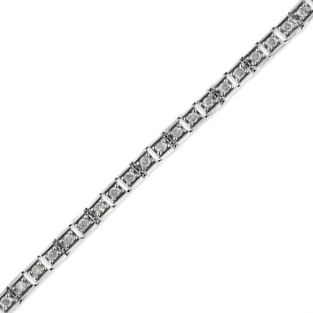 .925 sterling silver 1.0 cttw diamond square hybrid link 7’’ tennis bracelet (i j color i2 i3 clarity) bracelets/bracelet/link
