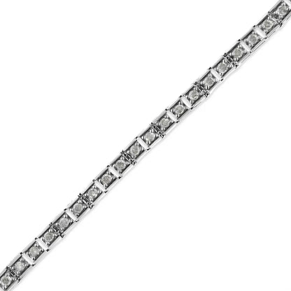 .925 sterling silver 1.0 cttw diamond square hybrid link 7’’ tennis bracelet (i j color i2 i3 clarity) bracelets/bracelet/link