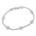 Sterling silver 1.0 cttw diamond floral station tennis bracelet 7.5 inch bijoux-nyc direct