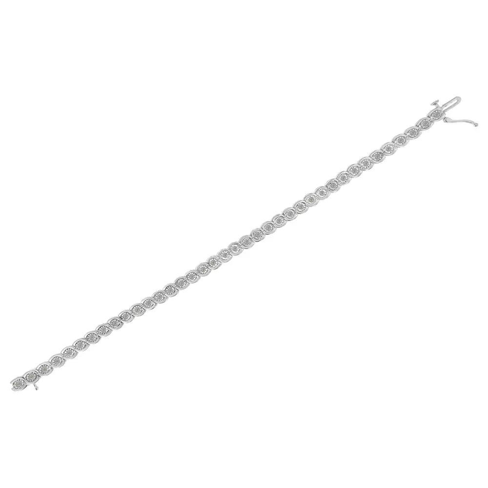 1ct tdw diamond miracle set wave link bracelet in.925 sterling silver bijoux-nyc direct