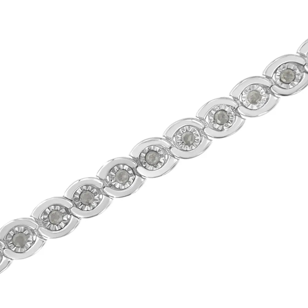 1ct tdw diamond miracle set wave link bracelet in.925 sterling silver bijoux-nyc direct