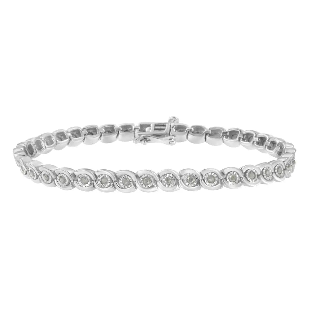 1ct tdw diamond miracle set wave link bracelet in.925 sterling silver bijoux-nyc direct