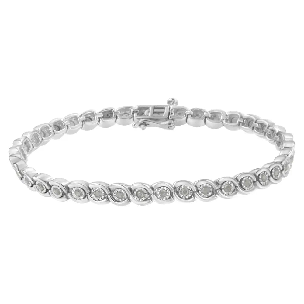 1ct tdw diamond miracle set wave link bracelet in.925 sterling silver bijoux-nyc direct