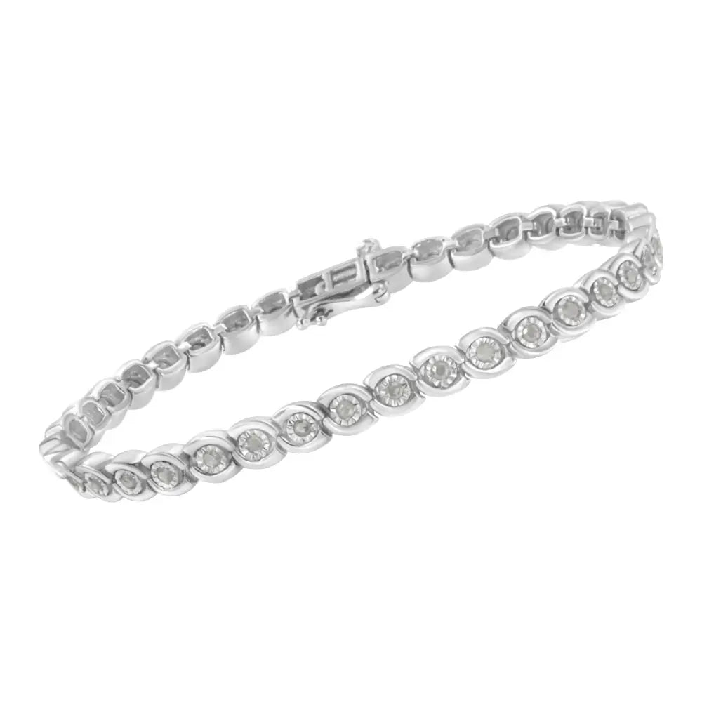 1ct tdw diamond miracle set wave link bracelet in.925 sterling silver bijoux-nyc direct
