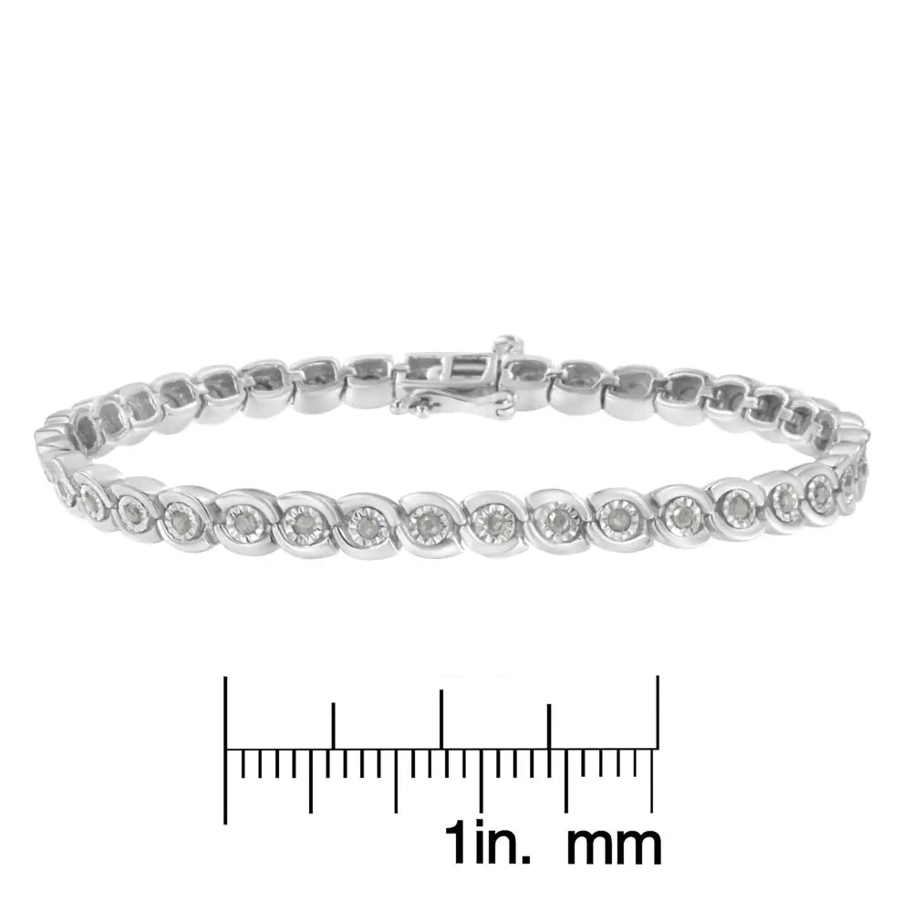 1ct tdw diamond miracle set wave link bracelet in.925 sterling silver bijoux-nyc direct