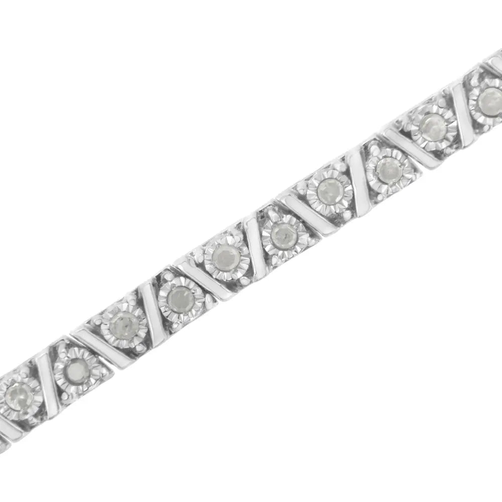 .925 Sterling Silver 1.0 cttw Miracle-Set Diamond Tennis Bracelet (I-J Color, I3 Clarity) - 7.25" - Bijoux-NYC Direct