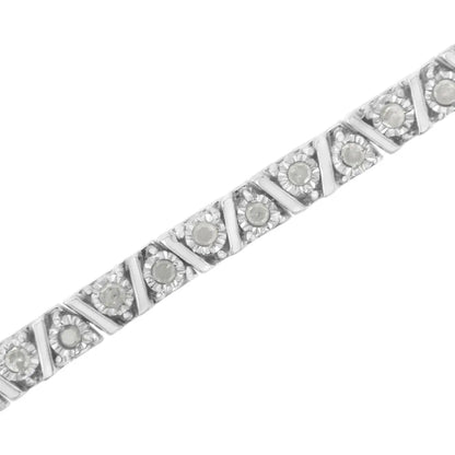 .925 Sterling Silver 1.0 cttw Miracle-Set Diamond Tennis Bracelet (I-J Color, I3 Clarity) - 7.25" - Bijoux-NYC Direct