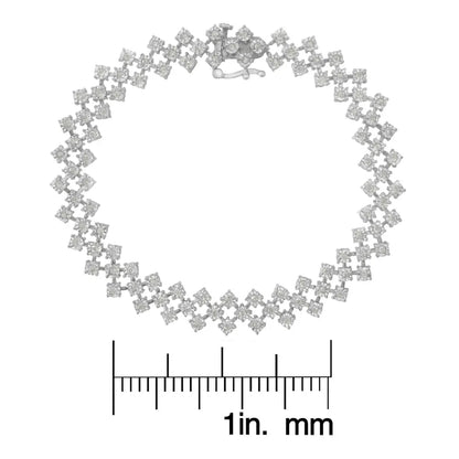 .925 Sterling Silver 1.0 cttw Miracle-Set Round Diamond "Zig Zag" Link Bracelet (I-J Color, I3 Clarity) -7.25 - Bijoux-NYC Direct