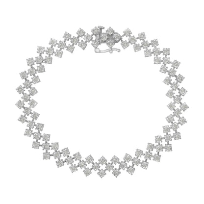 .925 Sterling Silver 1.0 cttw Miracle-Set Round Diamond "Zig Zag" Link Bracelet (I-J Color, I3 Clarity) -7.25 - Bijoux-NYC Direct