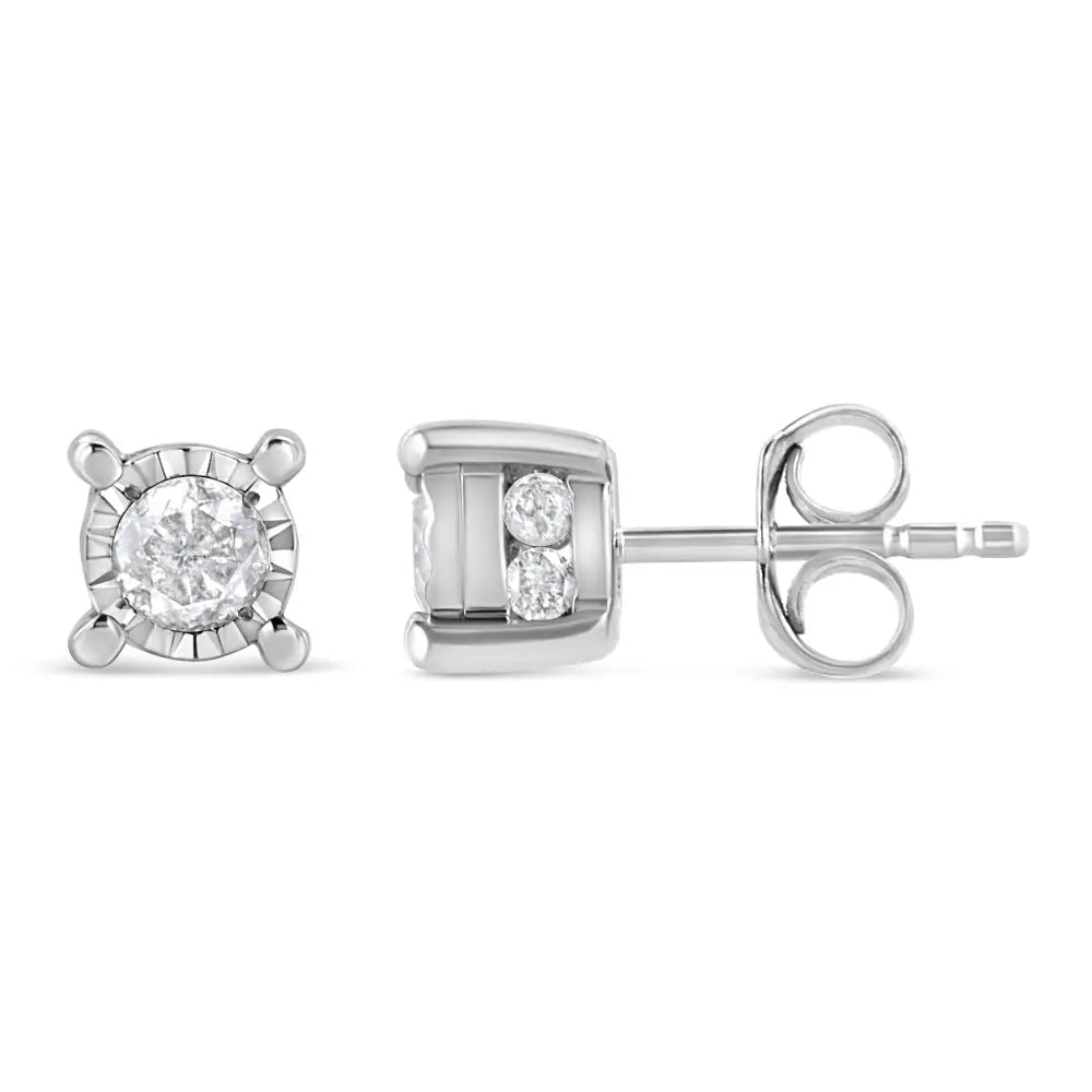 1.0 cttw round diamond solitaire stud earrings in sterling silver bijoux-nyc direct