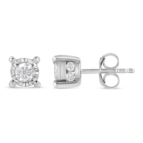 1.0 cttw round diamond solitaire stud earrings in sterling silver bijoux-nyc direct