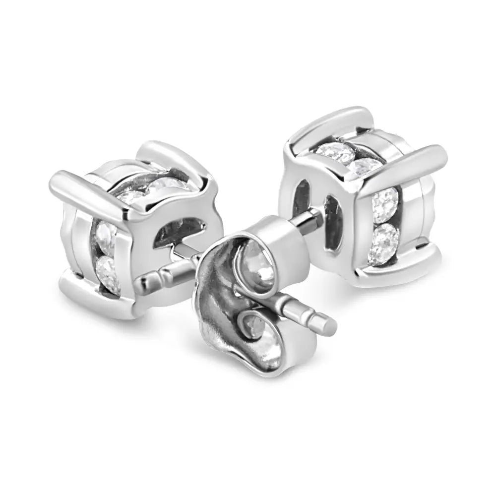 1.0 cttw round diamond solitaire stud earrings in sterling silver bijoux-nyc direct