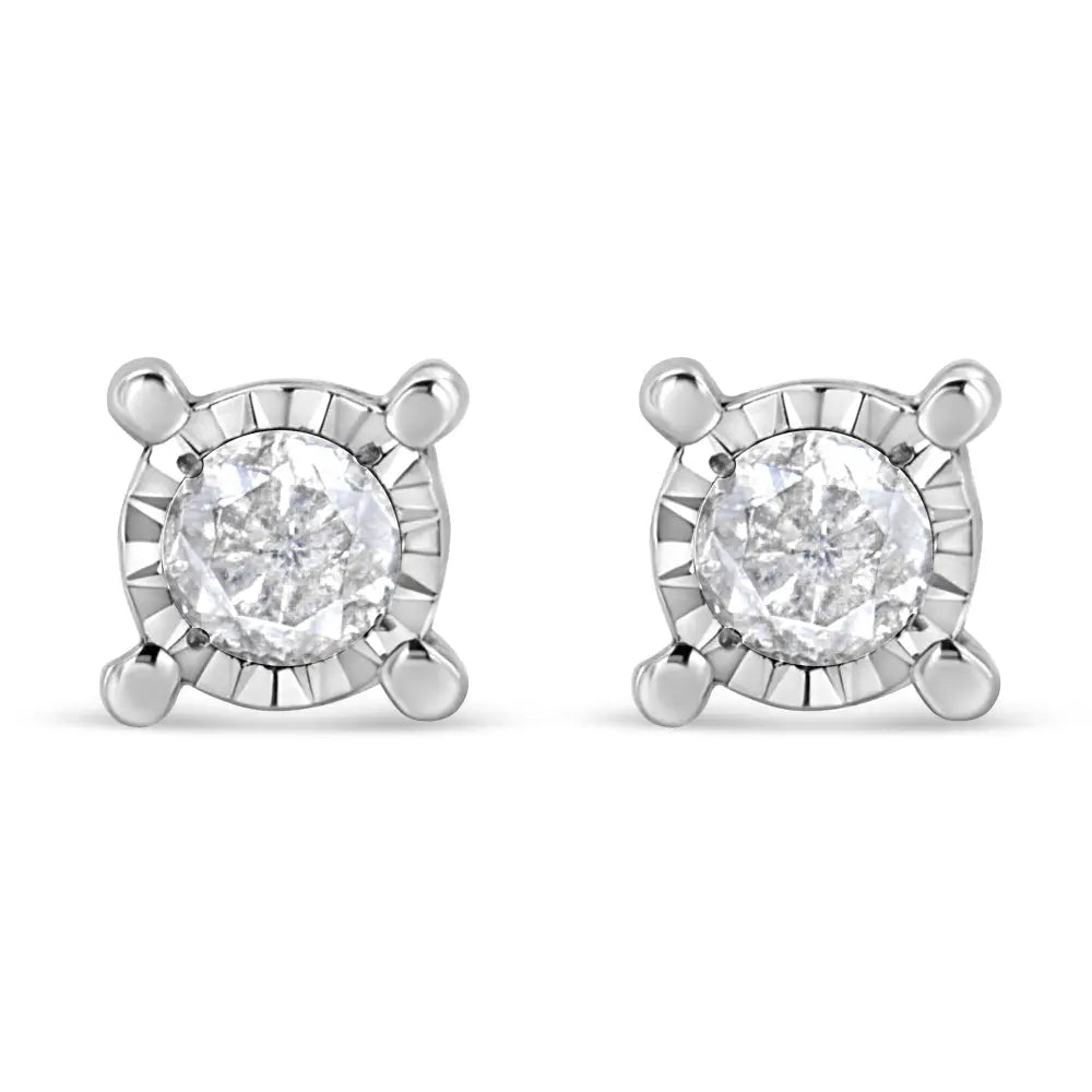 1.0 cttw round diamond solitaire stud earrings in sterling silver bijoux-nyc direct