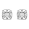 1.00 cttw round diamond double halo disc stud earrings in sterling silver bijoux-nyc direct