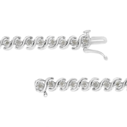 .925 sterling silver 1.0 cttw round miracle set diamond 7’’ tennis bracelet (i j color i3 clarity) bracelets/bracelet/tennis