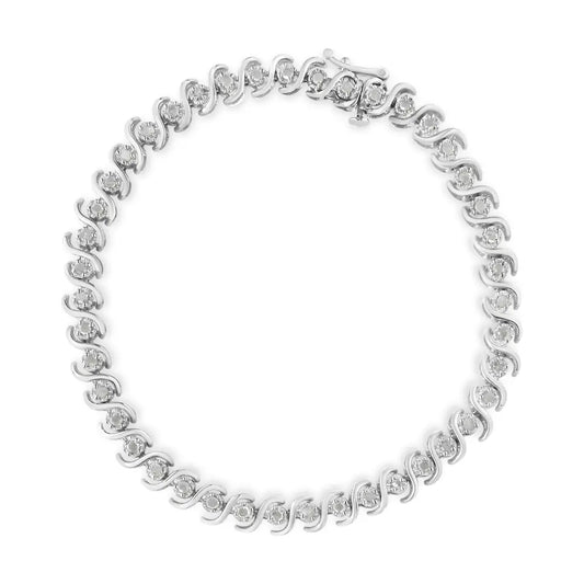 .925 sterling silver 1.0 cttw round miracle set diamond 7’’ tennis bracelet (i j color i3 clarity) bracelets/bracelet/tennis