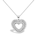 Diamond shadow open heart pendant in sterling silver 1.0 cttw bijoux-nyc direct