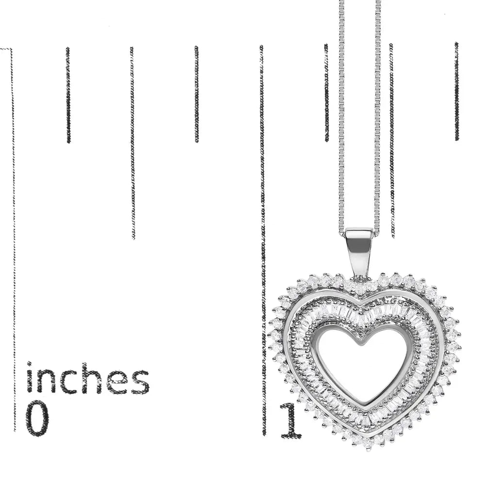 Diamond shadow open heart pendant in sterling silver 1.0 cttw bijoux-nyc direct