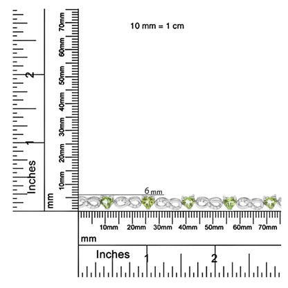 .925 Sterling Silver 1.00 Cttw Diamond and 4.00mm Lab Created Green Heart-Shaped Peridot Infinity Link Bracelet (I-J Color, I2-I3 Clarity) - 7.25" - Bijoux-NYC Direct