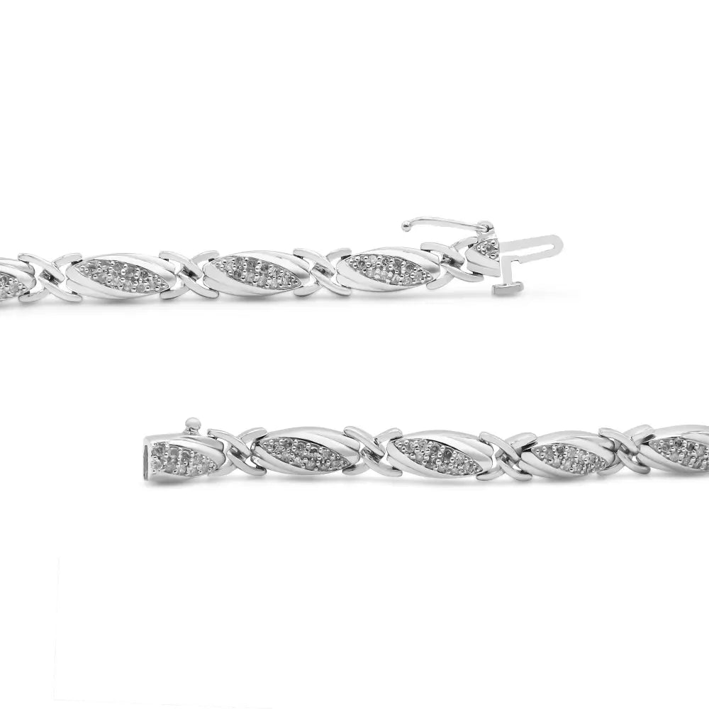 1.00 cttw round diamond x-link bracelet in.925 sterling silver 7.25 bijoux-nyc direct