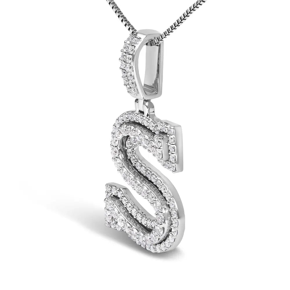 .925 sterling silver 1 1/10 cttw round lab grown diamond ’s’ pendant necklace 18’’ necklaces/pendant/pendant handcrafted