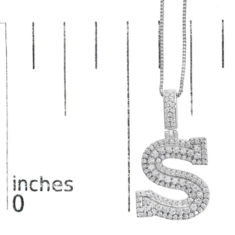 .925 sterling silver 1 1/10 cttw round lab grown diamond ’s’ pendant necklace 18’’ necklaces/pendant/pendant handcrafted