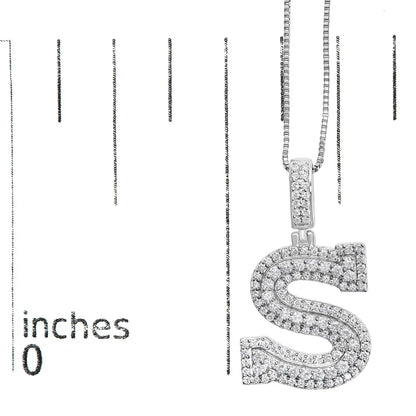 .925 sterling silver 1 1/10 cttw round lab grown diamond ’s’ pendant necklace 18’’ necklaces/pendant/pendant handcrafted