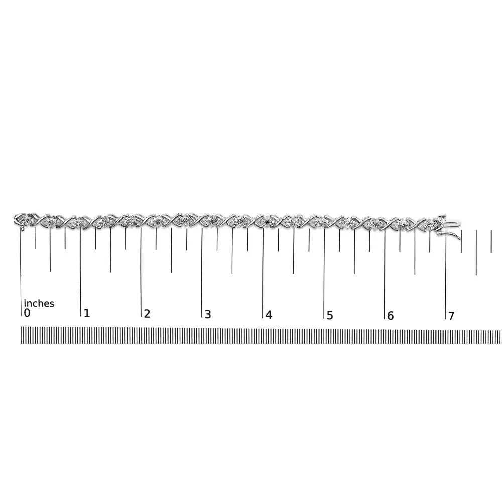Diamond cluster x-link tennis bracelet in sterling silver – 1.5 cttw bijoux-nyc direct