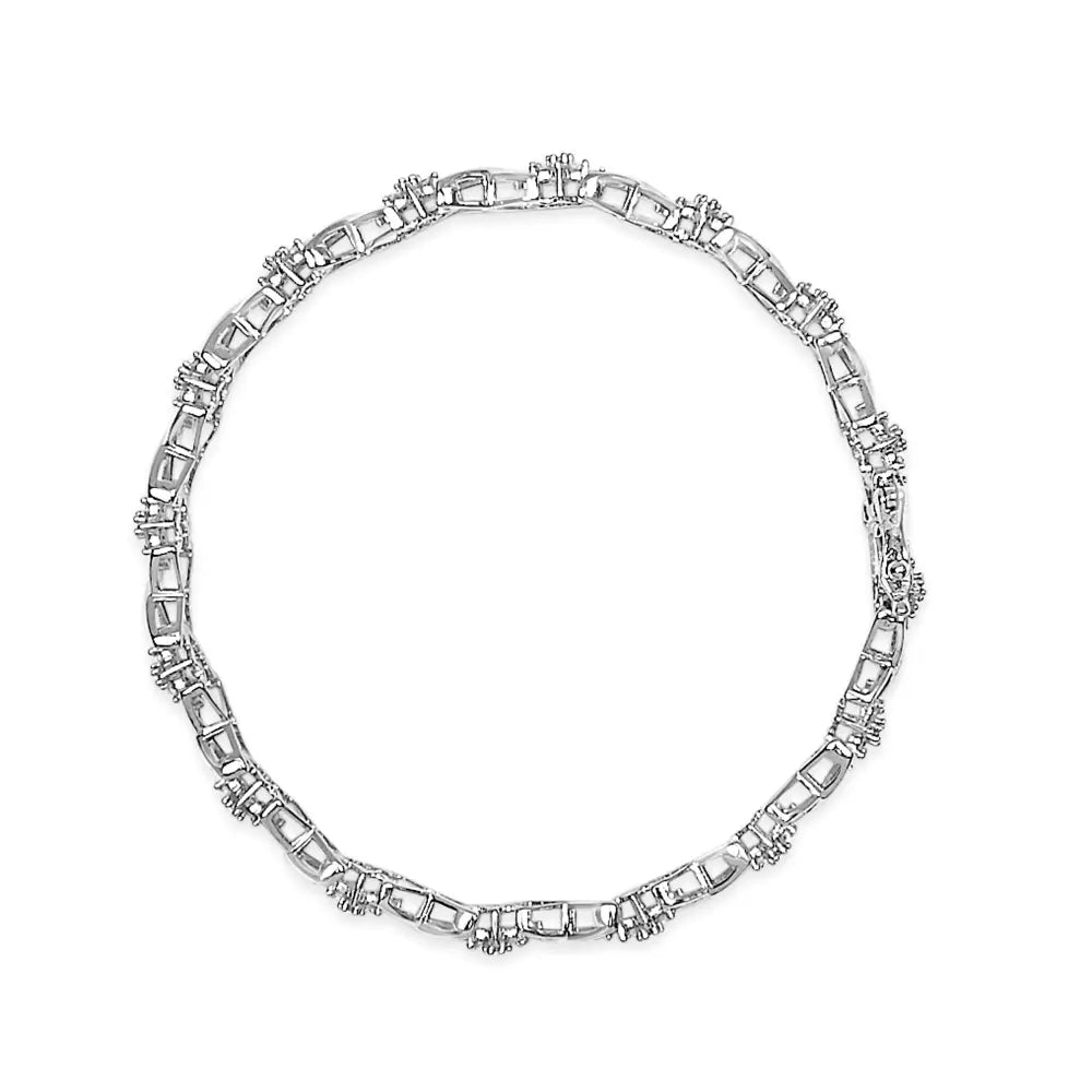 Diamond cluster x-link tennis bracelet in sterling silver – 1.5 cttw bijoux-nyc direct