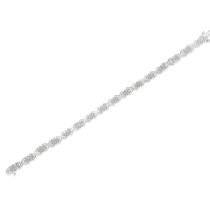.925 sterling silver 1 1/2 cttw diamond cluster x link 7’’ tennis bracelet (i j color i3 clarity) bracelets/bracelet/link