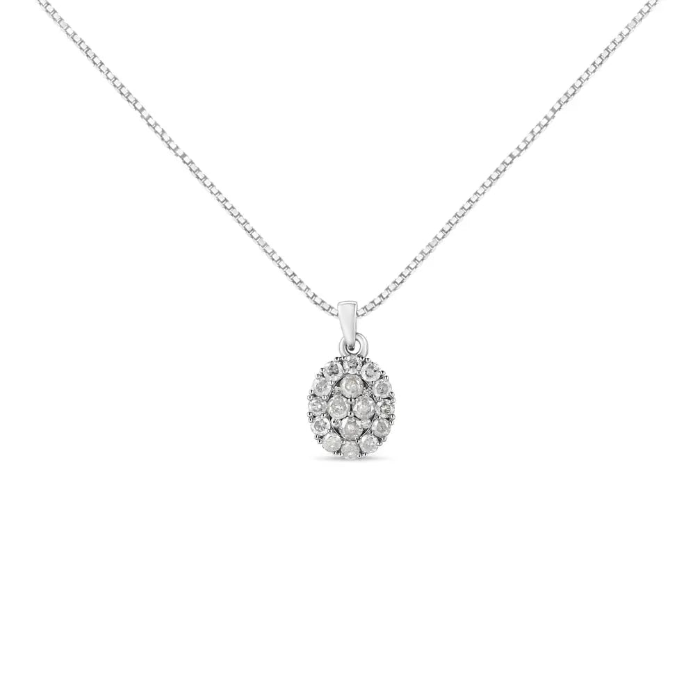 .925 sterling silver 1 1/2 cttw diamond oval cluster pendant necklace (i j color i2 i3 clarity) 18’’ necklaces/pendant/pendant