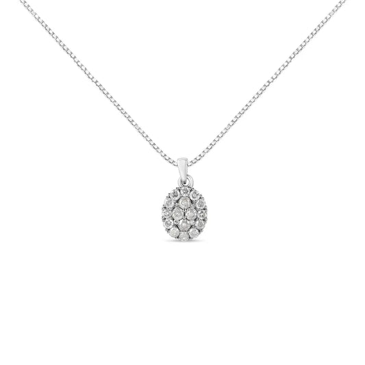 .925 sterling silver 1 1/2 cttw diamond oval cluster pendant necklace (i j color i2 i3 clarity) 18’’ necklaces/pendant/pendant