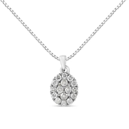 .925 sterling silver 1 1/2 cttw diamond oval cluster pendant necklace (i j color i2 i3 clarity) 18’’ necklaces/pendant/pendant