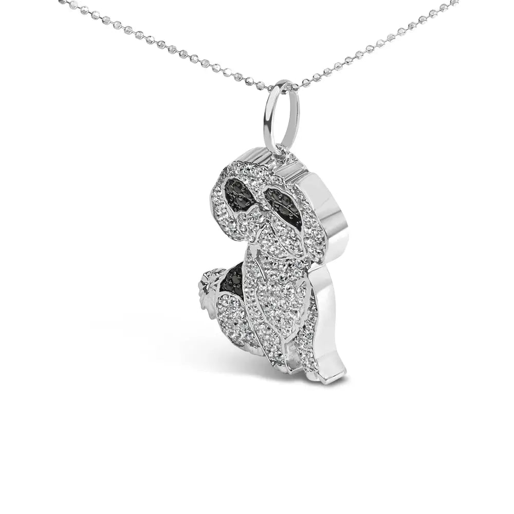 Sterling silver 1 1/4 cttw diamond shih tzu dog pendant necklace 18 inch bijoux-nyc direct