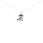 .925 Sterling Silver 1 1/4 Cttw Diamond Shih Tzu Dog Pendant Necklace 18 inch (Black and I-J Color, I2-I3 Clarity) - Bijoux-NYC Direct