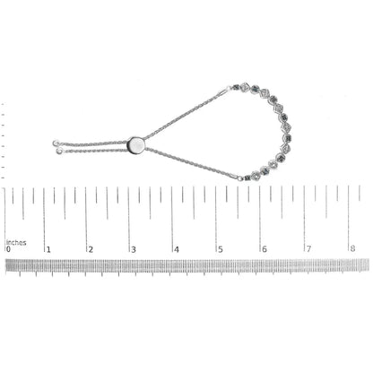 .925 Sterling Silver 1/10 Cttw Alternating Blue and White Diamond Link Bolo Bracelet (Blue/I-J Color, I2-I3 Clarity) - Bijoux-NYC Direct