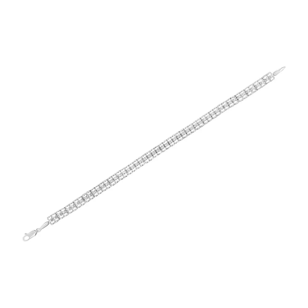 Diamond double-link tennis bracelet in sterling silver – 1/10 ct