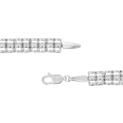 .925 Sterling Silver 1/10 Cttw Diamond Double-Link 7" Rolex Tennis Bracelet (I-J Color, I3 Clarity) - Bijoux-NYC Direct