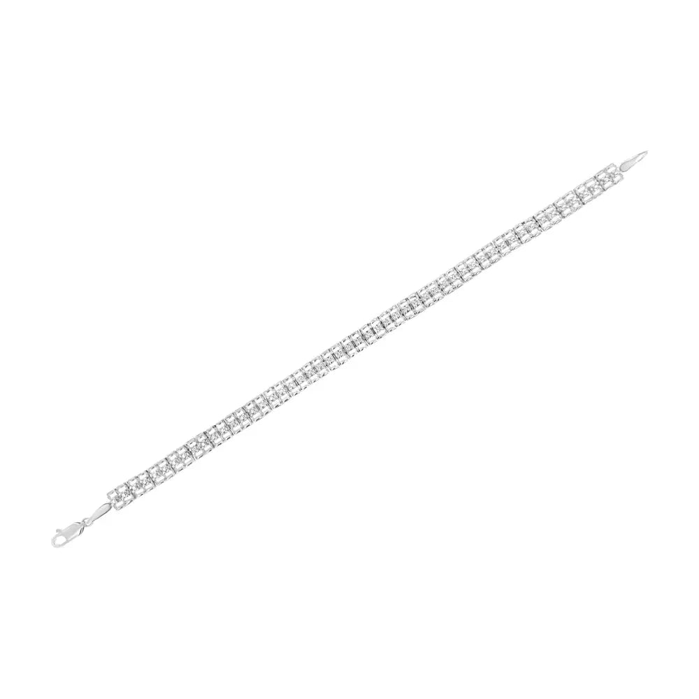 .925 Sterling Silver 1/10 Cttw Diamond Double-Link 7" Rolex Tennis Bracelet (I-J Color, I3 Clarity) - Bijoux-NYC Direct