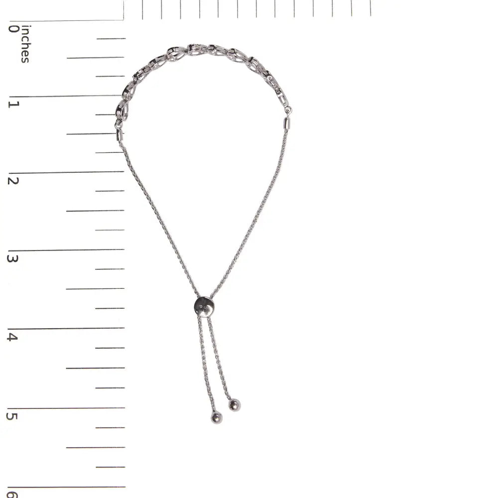Diamond heart link bolo bracelet in.925 sterling silver 1/10 cttw bijoux-nyc direct