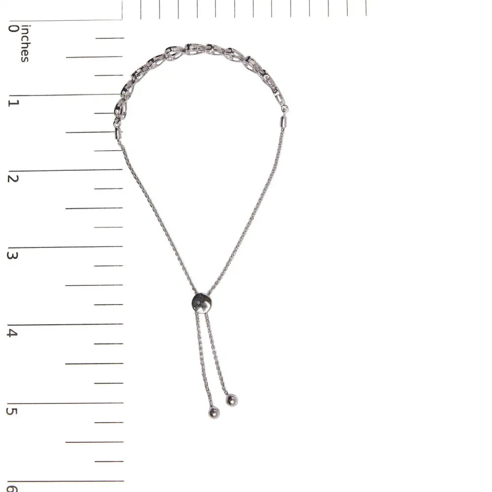 .925 Sterling Silver 1/10 Cttw Diamond Heart Link Bolo Bracelet (I-J Color, I2-I3 Clarity) - Bijoux-NYC Direct