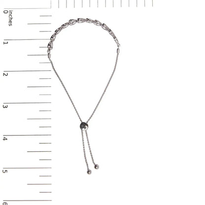 .925 Sterling Silver 1/10 Cttw Diamond Heart Link Bolo Bracelet (I-J Color, I2-I3 Clarity) - Bijoux-NYC Direct
