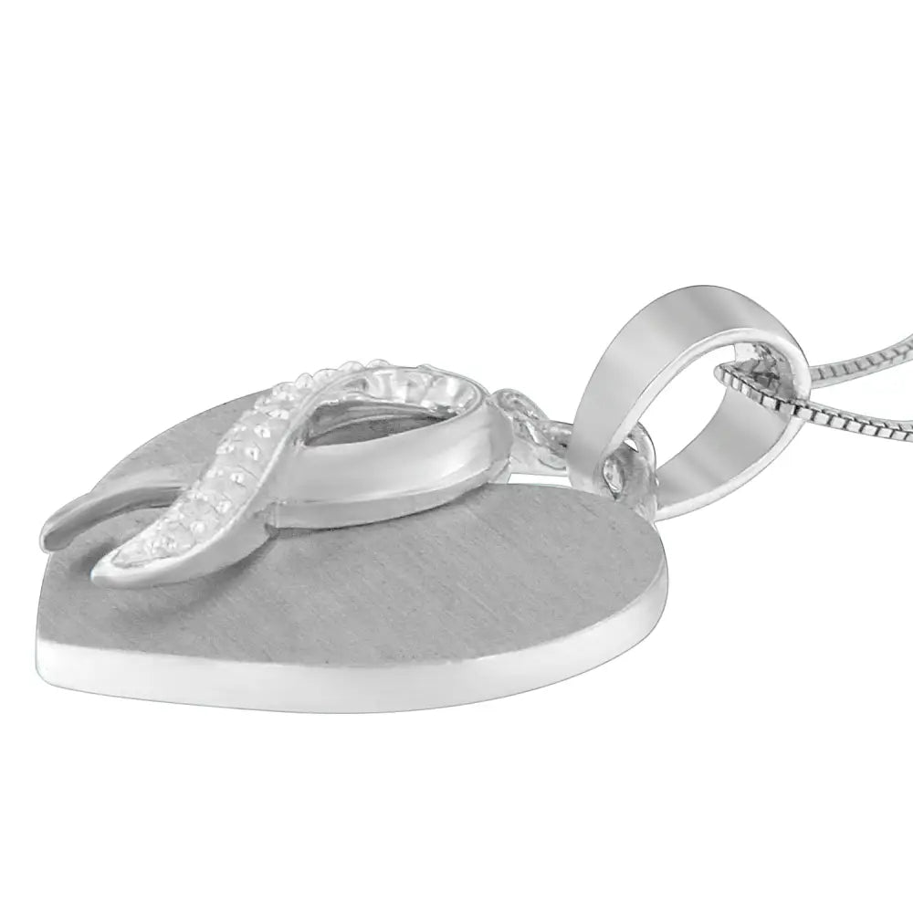 Sterling silver 1/10 cttw diamond heart pendant necklace bijoux-nyc direct