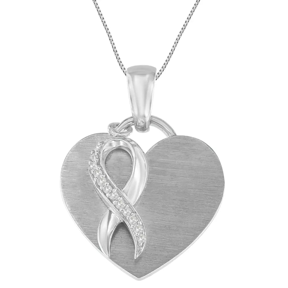 Sterling silver 1/10 cttw diamond heart pendant necklace bijoux-nyc direct