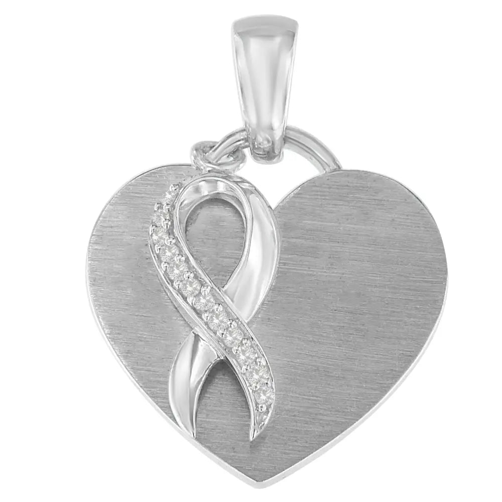 Sterling silver 1/10 cttw diamond heart pendant necklace bijoux-nyc direct