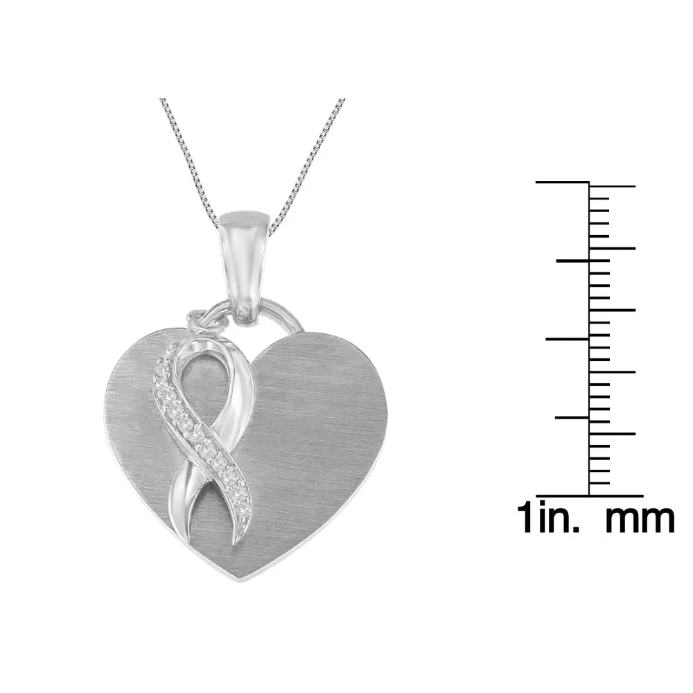 Sterling silver 1/10 cttw diamond heart pendant necklace bijoux-nyc direct