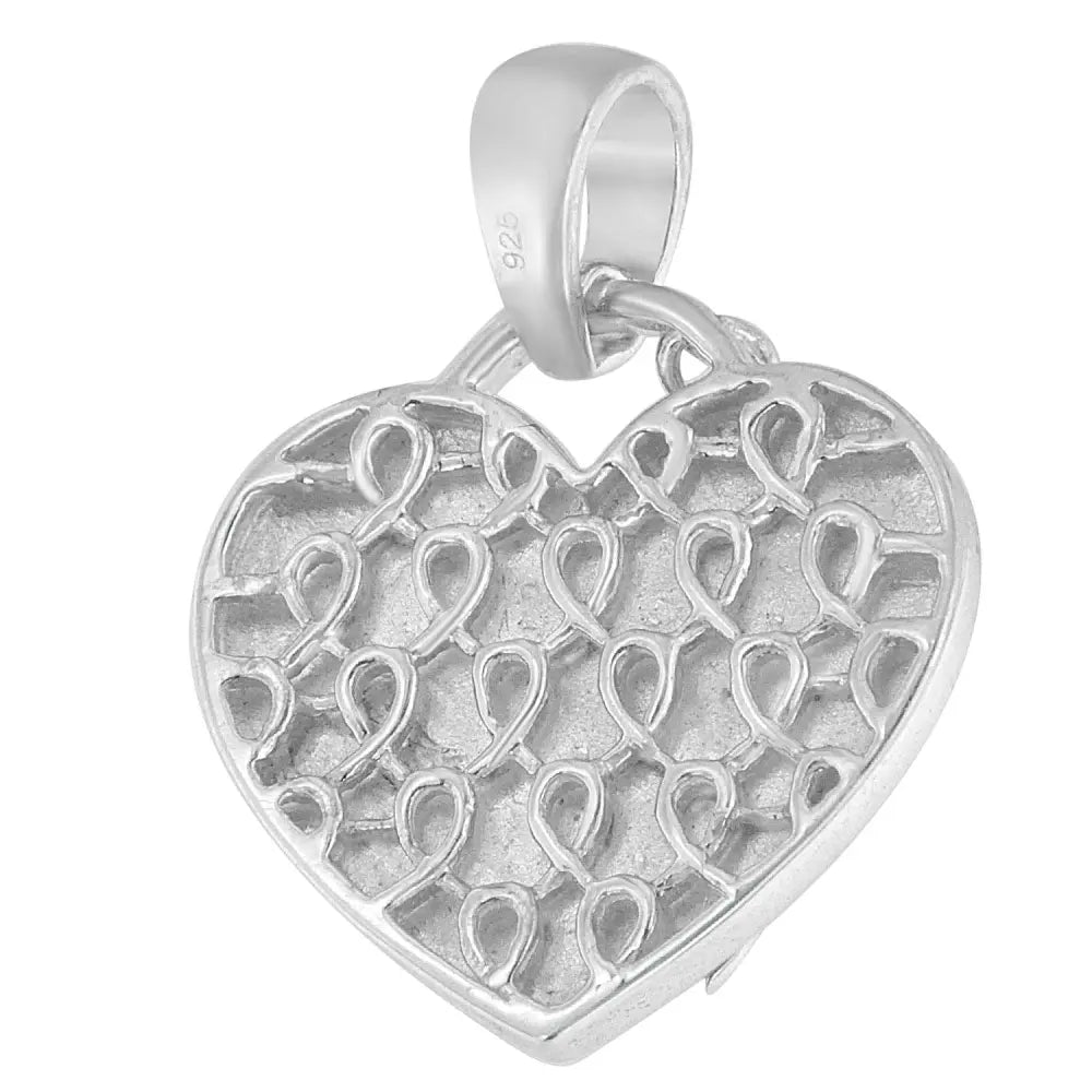 .925 Sterling Silver 1/10 cttw Diamond Heart Pendant Necklace (H-I, I1-I2) - Bijoux-NYC Direct